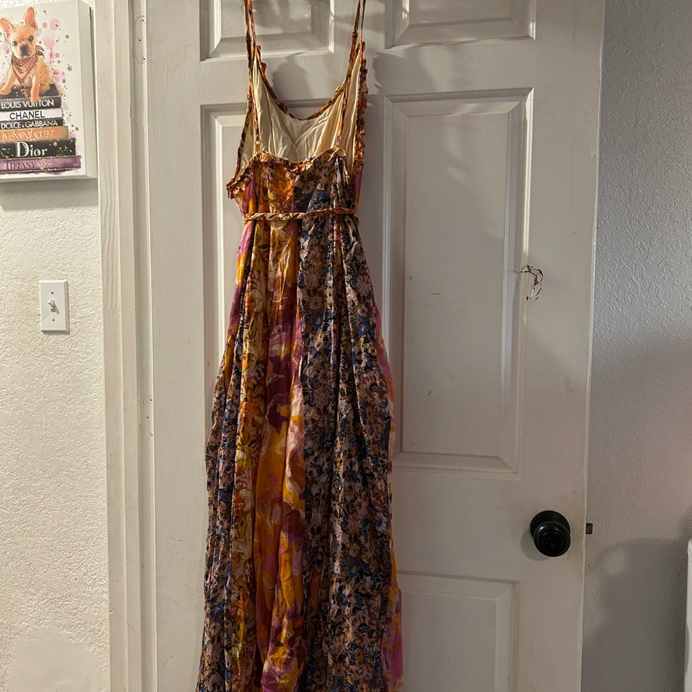 Free People Floral Patchwork Maxi Dress in Mustard, Pink & Blue - Picture 3 of 3
